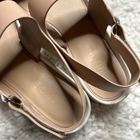 Vince Nude White Platform Thick Strap Sandals Neutral Minimalist Closet Staple - Picture 6 of 11